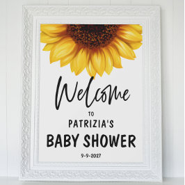 Herfst Zonnebloem Welkom Baby shower Poster
