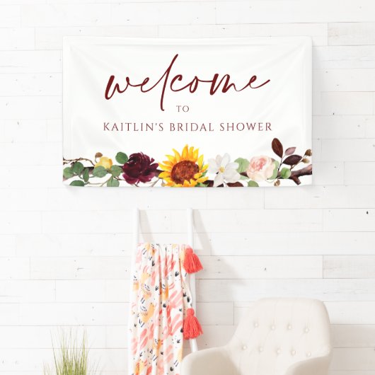 Herfst Zonnebloemen Bordeaux Trouw Bruidsfeest Spandoek (Insitu)