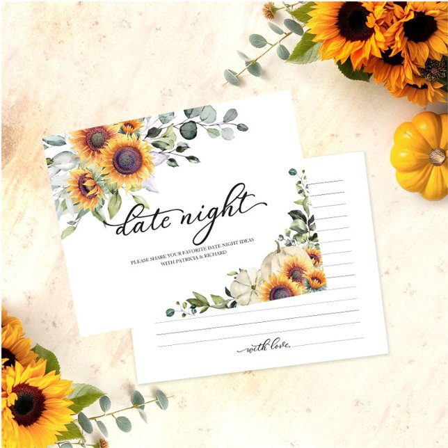 Herfst Zonnebloemen Bruidsdouche Date Night Kaart (Creator heeft geüpload)