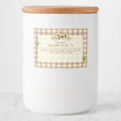 Herfst Zonnebloemen Bruin Gingham Bloemen Voedselcontainer Etiket (Voorkant)