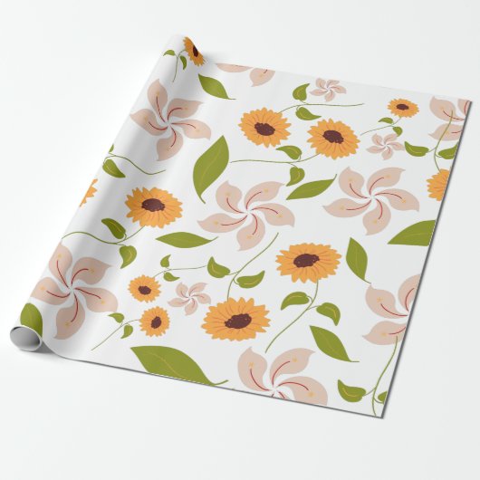Herfst Zonnebloemen Cadeaupapier (Uitgerold)
