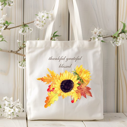 Herfst zonnebloemen dankbaar dankbaar gezegend | B Tote Bag