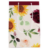 Herfst Zonnebloemen en Bourgondische Rozen Vrijgez Medium Cadeauzakje (Achterkant)