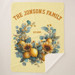Herfst Zonnebloemen en Citroenen Familie Decor Sherpa Deken