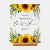 Herfst Zonnebloemen en Groene Bruiloftsdouche Welk Acryl Bord (Voorkant)