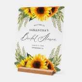 Herfst Zonnebloemen en Groene Bruiloftsdouche Welk Acryl Bord (Hoek)