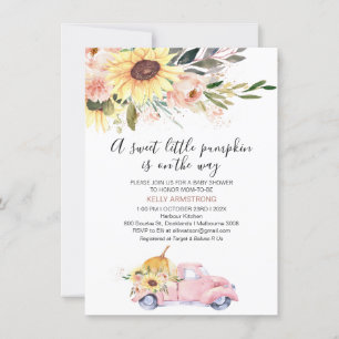 Herfst Zonnebloemen Floral Pumpkin Truck Baby show Kaart