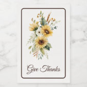 Herfst Zonnebloemen Geef Dankbaarheid Script Voedselcontainer Etiket (Enkel label)
