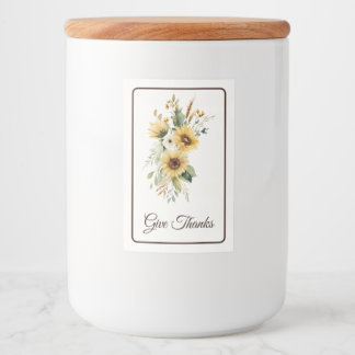 Herfst Zonnebloemen Geef Dankbaarheid Script Voedselcontainer Etiket