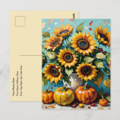 Herfst Zonnebloemen, Herfst Zonnebloemen en Pompoe Briefkaart (Voorkant / Achterkant)