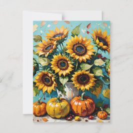 Herfst Zonnebloemen, Herfst Zonnebloemen en Pompoe Briefkaart