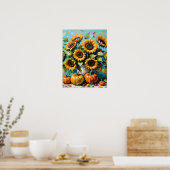 Herfst Zonnebloemen, Herfst Zonnebloemen en Pompoe Poster (Keuken)