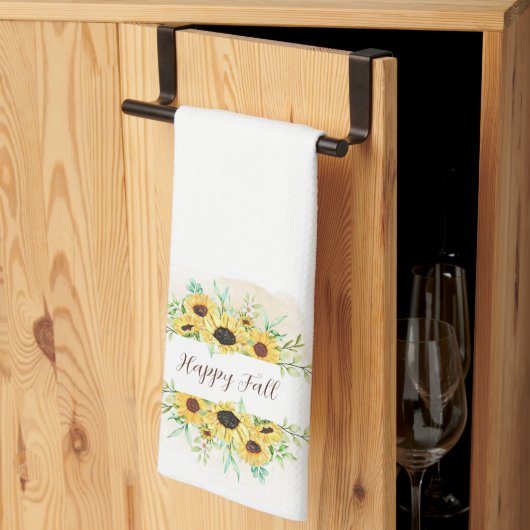 Herfst Zonnebloemen kader met aanpasbare tekst Theedoek (Derde Gevouwen)