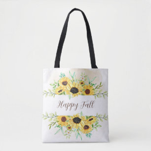 Herfst Zonnebloemen kader met aanpasbare tekst  Tote Bag