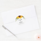 Herfst Zonnebloemen Land Bruiloft Ronde Sticker (Envelop)