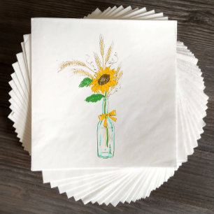 Herfst Zonnebloemen Landelijke Bloemige Huwelijk Servet