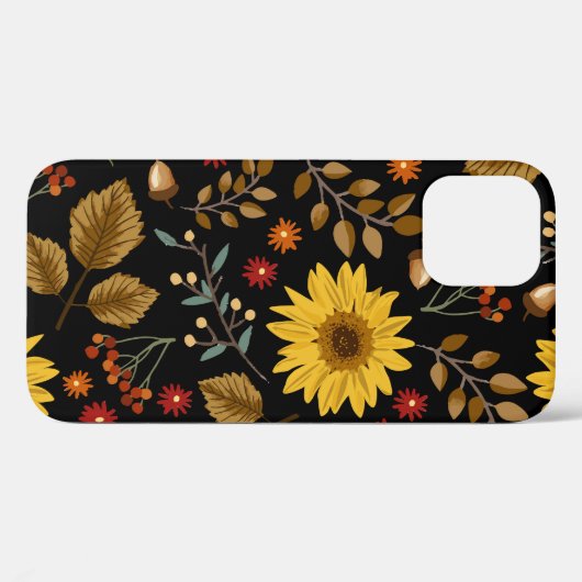 Herfst Zonnebloemen: Maple zwarte achtergrond Case-Mate iPhone Case (Achterkant (horizontaal))