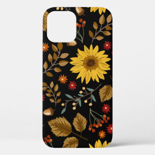 Herfst Zonnebloemen: Maple zwarte achtergrond Case-Mate iPhone Case