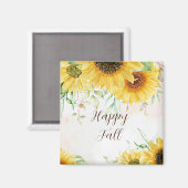Herfst zonnebloemen met aanpasbare tekst magneet (Voorkant / Achterkant)