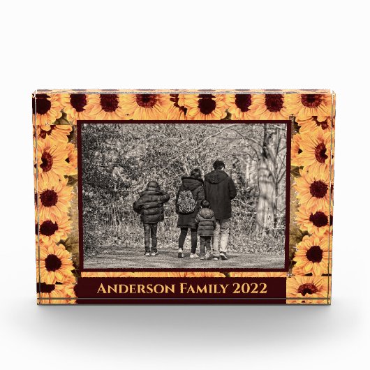 Herfst zonnebloemen met tekstfotoblok fotoblokken (Voorkant)