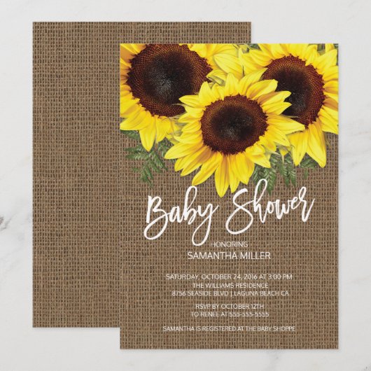 Herfst Zonnebloemen Neutraal Baby shower Kaart (Voorkant / Achterkant)