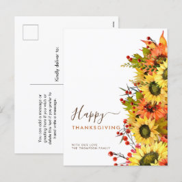 Herfst Zonnebloemen Prettig Thanksgiving Namen  Feestdagenkaart
