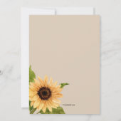 Herfst Zonnebloemen Repetitie Diner Uitnodiging (Achterkant)