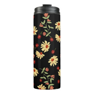Herfst Zonnebloemen: rood-Oranje harmonie. Thermosbeker