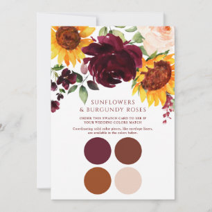 Herfst Zonnebloemen Rozen Burgundy Trouw Staalkaar Kaart