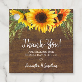 Herfst Zonnebloemen Rustieke bruiloft Dank u Bedankjes Labels