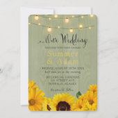 Herfst Zonnebloemen Sage Wood Lights Ons huwelijk Kaart (Voorkant)