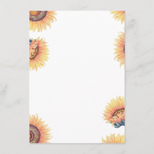 Herfst Zonnebloemen Trouwinformatie Gast Kaart (Achterkant)