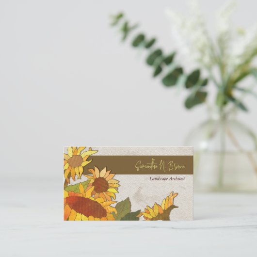 Herfst Zonnebloemen Uniek Visitekaartje (Staand voorkant)