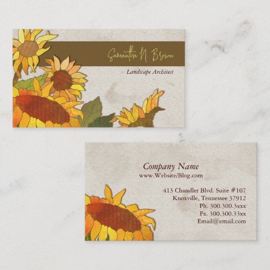 Herfst Zonnebloemen Uniek Visitekaartje (Voorkant / Achterkant)