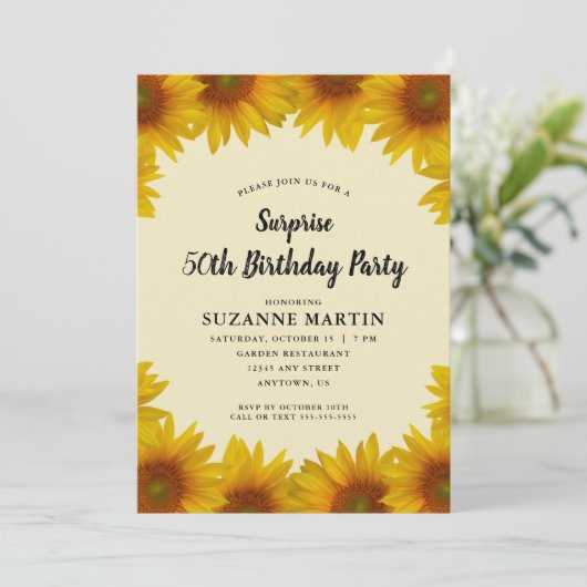 Herfst Zonnebloemen | Verrassing 50ste verjaardags Kaart (Staand voorkant)