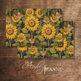 Herfst Zonnebloemvelden Vlinder Decoupage Tissuepapier