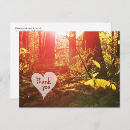 Herfst Zonneschijn Bos Hart Dank u Briefkaart (Voorkant / Achterkant)