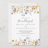 Herfst Zonneschijn Elegante Wildflower De bruiloft Kaart (Voorkant)