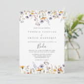 Herfst Zonneschijn Elegante Wildflower Spaanse bru Kaart (Staand voorkant)