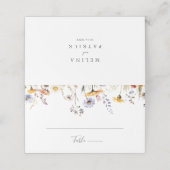 Herfst Zonneschijn Elegante Wildflower Wedding Plaatskaartje (Buitenkant ongevouwen)