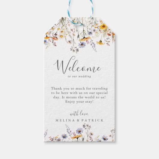 Herfst Zonneschijn Elegante Wildflower Wedding Wel Cadeaulabel (Voorkant)