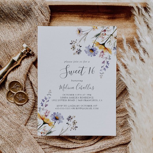 Herfst Zonneschijn Wilde Bloem Sweet 16 Verjaardag Kaart