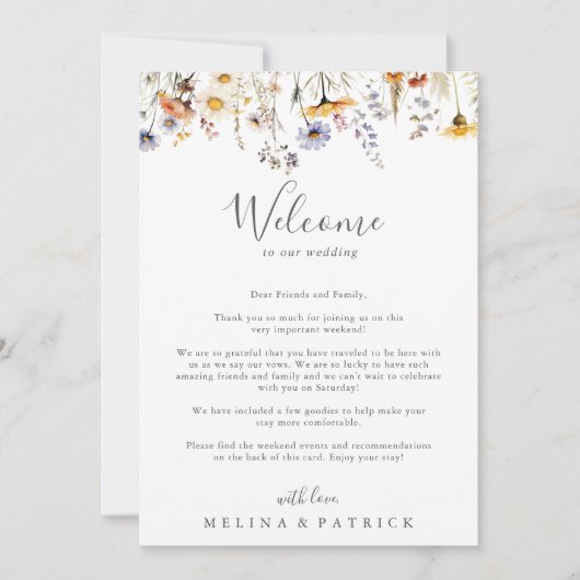 Herfst Zonneschijn Wildflower bruiloft welkomstbri (Voorkant)