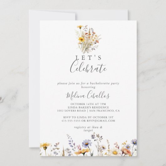 Herfst Zonneschijn Wildflower Let's Celebrate Part Kaart (Voorkant)