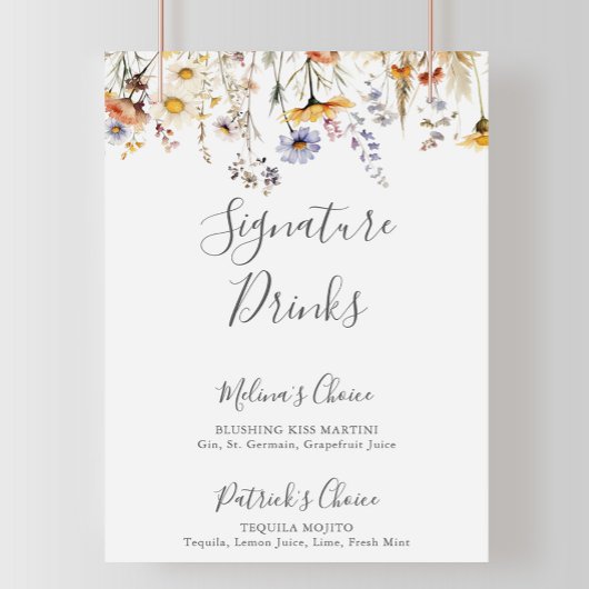 Herfst Zonneschijn Wildflower Signature Drinken Poster