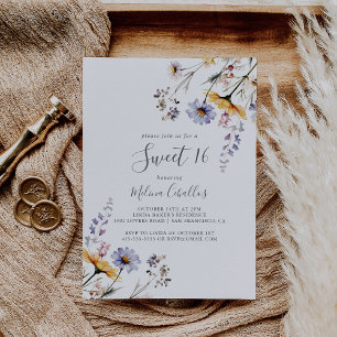 Herfst Zonneschijn Wildflower Sweet 16 Verjaardags Kaart