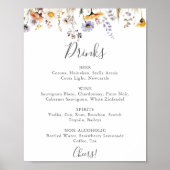Herfst Zonneschijn Wildflower Wedding Drinken Menu Poster (Voorkant)