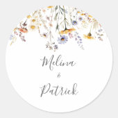 Herfst Zonneschijn Wildflower Wedding Envelop Afdi Ronde Sticker (Voorkant)