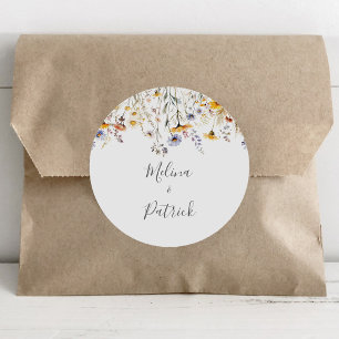Herfst Zonneschijn Wildflower Wedding Envelop Afdi Ronde Sticker