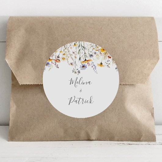 Herfst Zonneschijn Wildflower Wedding Envelop Afdi Ronde Sticker